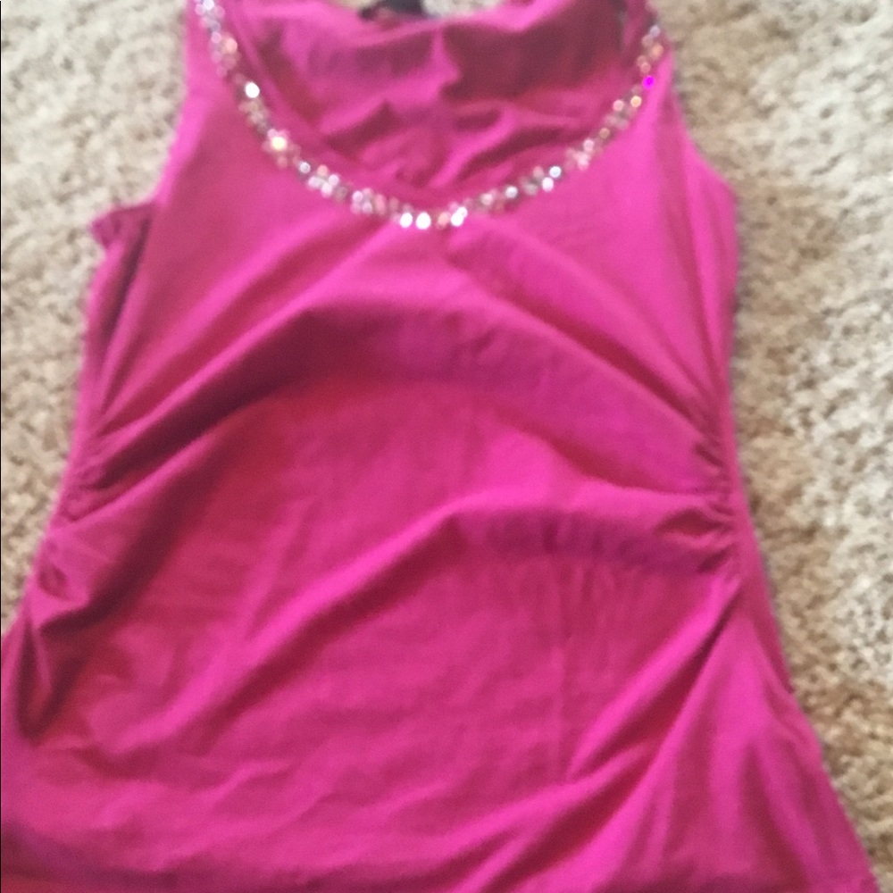 Hot pink tank top embellished